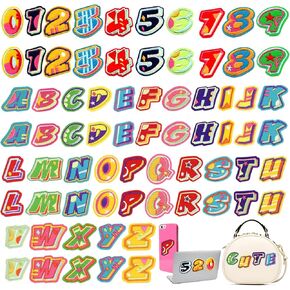 72pcs رقم الحرف الحديد على البقع ، BetterJonny ملونة خياطة على بقع أرقام أبجدية A-Z أرقام من 0-9 لبقع الملابس البقع المطرزة للأحذية القبعات أكياس جينز ديي سروال