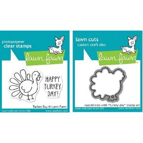 Lawn Fawn Turkey Day Clear Stamp and Die Set - Includes One Each of LF359 Stamp & LF968 Die - Bundle Of 2