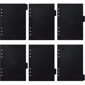 فواصل BUQOO Plastic A5 موثق الفواصل السوداء فهرس 6 ثقوب PVC PISTERES WITT TABS for Notebook Journal Planner Memo Notepad (5.7؟ ¨ ¢ 8.2 ، inches)