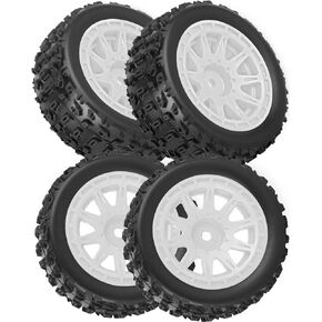 إطارات عجلات RC مسبقًا ل 1/18 سيارة زاحف Typhon Grom RC ، إطارات مطاطية العجلات البلاستيكية قبل العربات العربات ، إطارات الطرق السريعة ، 4 مساءً أبيض