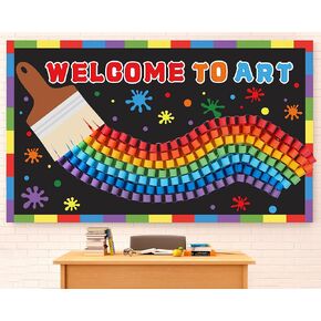 Bulletin Board Decorations for Classroom Painting Art Bulletin Board Set Back to School Classroom Decoration Colorful Rainbow DIY Paper Cutouts for Paint School Classroom Window Wall Door Home Decor