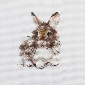 Rabbit Cross-Stitch kit on Aida 14 Count Canvas. Monochrome Little Bunny Animal. Easy & Fast Cross Stitch kit by Alisa 0-170