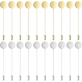 60-Pack Flat Round Tray Lapel Pin, Alloy DIY Boutonnieres Pins for Suit/Hat/Tie/Scarf Badge, Needle Corsage Safety Stick Blank Brooch Pin [3", Gold Tone]