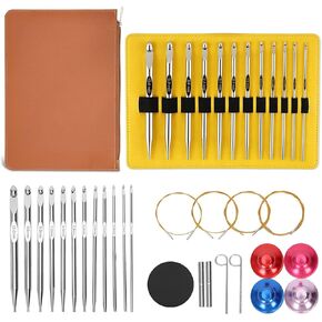 26 Pack Tunisian Crochet Hook Set with Cable for Beginners Adults, 6 Inch Aluminium Interchangeable Long Crochet Hook Set Crochet Needles Tools for Arthritic Hands (3mm-10mm)