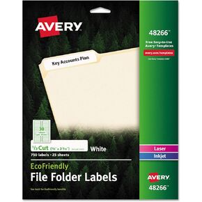 Avery 48266 ملصقات صديقة للبيئة- 2/3 × 3 7/16- الأبيض- 750/حزمة