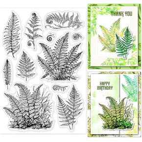 GLOBLELAND Leaf Silicone Clear Stamps Ferns Plants Transparent Stamp Seals for Card Making DIY Scrapbooking Journaling Decoration 11x16cm/4.3x6.3in