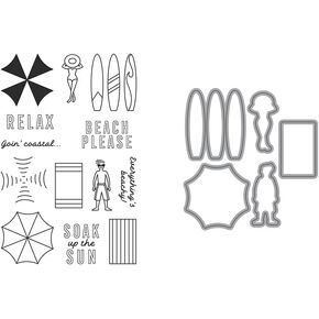 Ellen Hutson, Essentials by Ellen, Everything's Beachy Stamp and Die Set Combo, Stamping, Scrapbooking, Die Cutting, DIY, Paper Crafts, Card Making, Summer, Beach, Umbrella, Surfboard