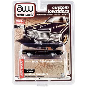 Autoworld CP7719 1975 Cadillac Eldorado Black with Brown Limited Edition to 4800 Piece 1 by 64 Scale Diecast Model Car