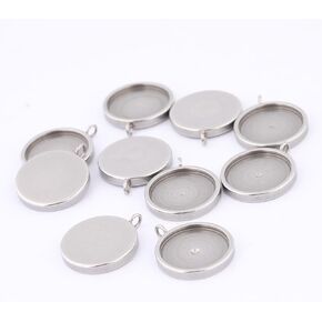 50pcs الفولاذ المقاوم للصدأ 12 ملم cabochon وضع الصواني DIY حافة القلادة الفراغات لصنع المجوهرات