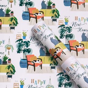 Wrapaholic Home Home New Home Rappling Roll - Mini Roll - 17 inch × 16.5 قدم - تصميم منزل Greeny للمنزل الحاضر للرجال نساء