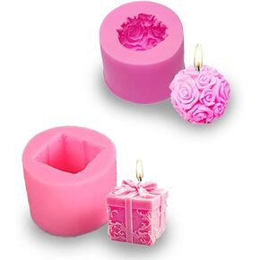 2 عبوة سليكون 3D روز زهرة ومربع هدايا القوالب لصنع الصابون DIY والشمعة والشوكولاته وهدايا تزيين وأعمال الحرف اليدوية