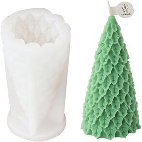 3D Christmas Tree Candle Mould ، قالب السيليكون لصنع الشموع ، الكعكة ، الشوكولاتة ، الهلام ، الصابون ، راتنج الايبوكسي ، الجص | قالب شمعة صغير لحرف DIY ، الخبز ، الشمع العطري ، ديكور المنزل