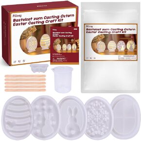 Pllieay راتنجات الصب مساحيق Starter Kit 500g Fast Curing Resin Resin Cathing Kit للمبتدئين مع قالب سيليكون عيد الفصح ، مجموعة حرفة عيد الفصح ثلاثية الأبعاد للأطفال DIY DIRITION