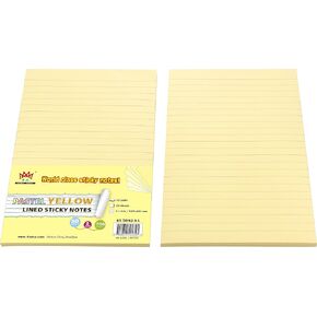 4A 2 Pads Lined Sticky Notes 5 x 8 in, Canary Yellow, Large Sticky Notes with Lines, Yellow Sticky Note Pads for Home, Office, School, 50 Sheets/Pad, 100 Sheets Total, 4A 5082-Y-L