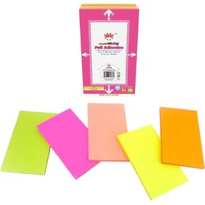 4A 5 Pads Full Adhesive Sticky Notes 3 x 5 in, 5 Bright Colored Full Sticky Back Sticky Notes for Home Office School Supplies, 60 Sheets/Color/Pad, 300 Sheets Total, 4A 305-Full Adhesive-300