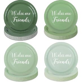 40PCS Sage Green Paper Plates 9 "Lradient Green Party Party Plates Sweet Baby Plates Help Friends for Birthday Wedder Bridal Baby Shower Sage Green Party Supplies 4 Colors (Sage Green)