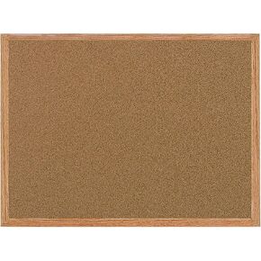 MasterVision Bulletin Board, Value Cork Bulletin Board/Pin Board, Oak Frame, 24" x 36" (MC070014231-799), Brown