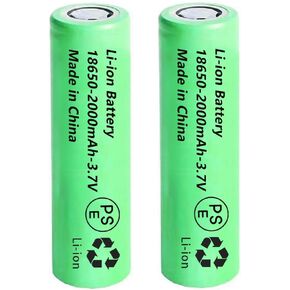 2 Packs 3.7V 18650 Rechargeable Batteries 18650 Flat Top Battery for Flashlights, Headlamps, Doorbells, Toy Cars Blue