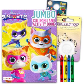 مجموعة كتاب تلوين Disney Superkitties للأطفال ، الفتيات 4-8 3-5 حزمة مع صفحات التلوين الفائقة ، والأنشطة ، والألعاب ، والملصقات ، تلوين جامبو | مجموعة كتاب نشاط Superkitties