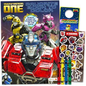 Transformers مجموعة كتاب تلوين واحد - حزمة مع كتاب النشاط الذي يضم ملصقات Optimus Prime Plus ، تلوين ، المزيد | مجموعة تلوين المحولات للبنين والبنات والأطفال