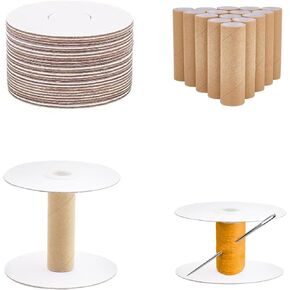 20 Sets Paper Sewing Spools, Empty Paper Thread Spools 4 Sizes, Removable Empty Wire Spools Paper Sewing Spools for Embroidery Thread Yarn Ribbon Crafts Sewing
