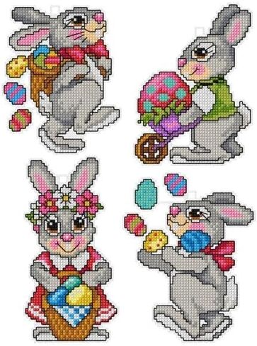 Wizardi Counted Cross Stitch kit with Plastic Canvas "Easter Eggs" Set of 4 Designs 7667 Orchidea in Saudi Arabia