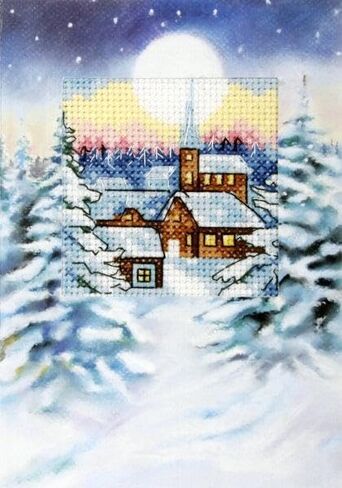 Wizardi Complete Counted Cross Stitch kit - Greetings Card "Winter Landscape" 6233 Orchidea in Saudi Arabia