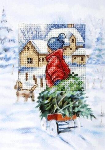 Wizardi Complete Counted Cross Stitch kit - Greetings Card "Winter Landscape" 6233 Orchidea in Saudi Arabia