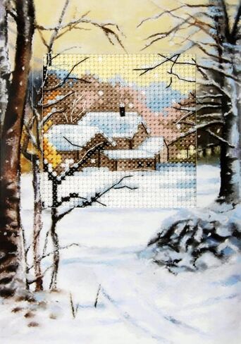 Wizardi Complete Counted Cross Stitch kit - Greetings Card "Winter Landscape" 6233 Orchidea in Saudi Arabia