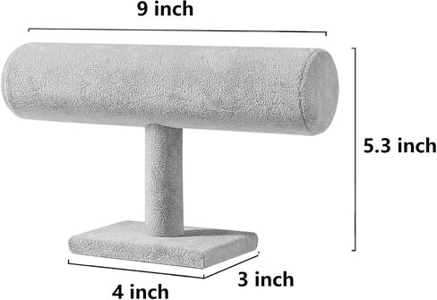 RJ Displays-T -Bar جلد أبيض متجر بيع بالتجزئة عرض حامل تخزين المجوهرات، السوار، الساعات، الأصفاد، القلادة، القرط، الإسورة، خلخال، منظم، (جلدي أبيض) in Kuwait