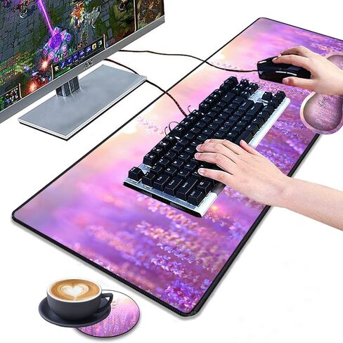 Desk Pad Gaming Mouse Pad + Wrist Rest Support Pad + Coaster, 31.5'' × 11.8'' Durable Non-Slip Extended Computer Mouse Pad, Suitable for Office and Home, Quote Bible Verse Psalm 46:5 in Kuwait