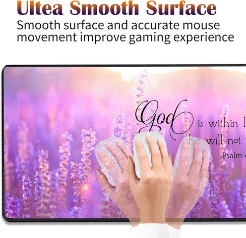 Desk Pad Gaming Mouse Pad + Wrist Rest Support Pad + Coaster, 31.5'' × 11.8'' Durable Non-Slip Extended Computer Mouse Pad, Suitable for Office and Home, Quote Bible Verse Psalm 46:5 in Kuwait