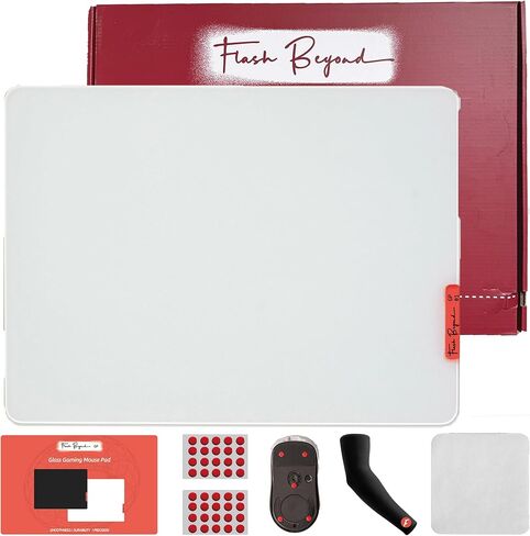Glass Gaming Mouse Pad - Premium Glass Pad with Anti-Slip Rubber Base - Smooth, Precise Tracking, Durable Surface for High-Speed Gaming, Ideal for FPS Players (White-50 * 40CM) in Kuwait