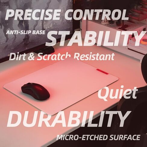 Glass Gaming Mouse Pad - Premium Glass Pad with Anti-Slip Rubber Base - Smooth, Precise Tracking, Durable Surface for High-Speed Gaming, Ideal for FPS Players (White-50 * 40CM) in Kuwait