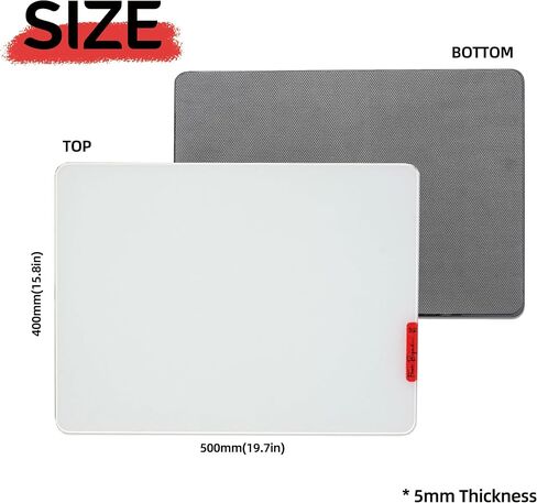 Glass Gaming Mouse Pad - Premium Glass Pad with Anti-Slip Rubber Base - Smooth, Precise Tracking, Durable Surface for High-Speed Gaming, Ideal for FPS Players (White-50 * 40CM) in Kuwait