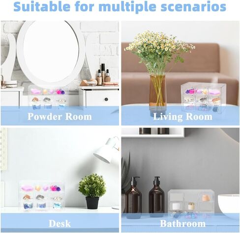 2 Pcs Acrylic Clear Stackable Storage Drawers, Desk Storage Organizer with 9 Mini Drawers, Removable Storage Box with Sticker for Makeup Jewelry Bathroom Craft Supplies (2Pc-9Drawers) in Saudi Arabia