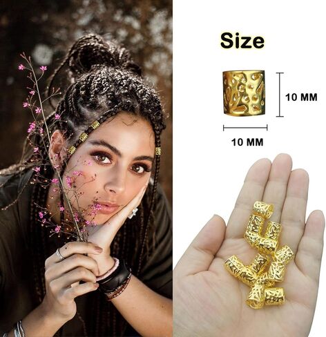 30 PCS Gold Hair Cuffs +2 PCS Crochet Hook Braiding Hair for Crochet Braids Loc Jewelry for Black Women in Kuwait