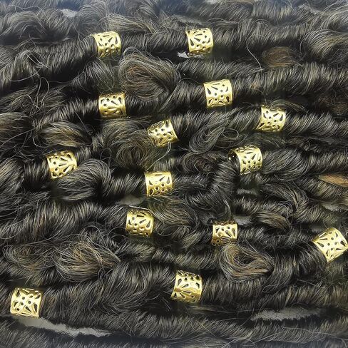 30 PCS Gold Hair Cuffs +2 PCS Crochet Hook Braiding Hair for Crochet Braids Loc Jewelry for Black Women in Kuwait
