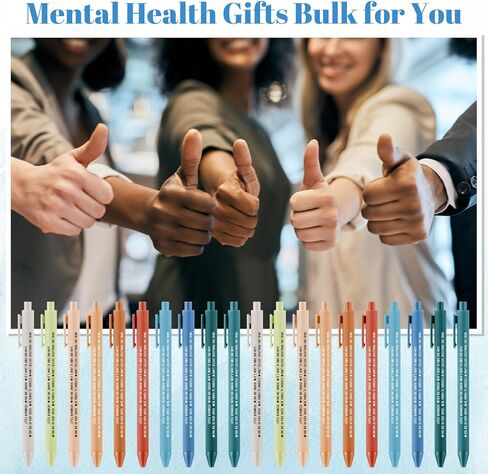 100 Pcs Inspirational Pens Gifts Bulk Mental Health Motivational Quotes Ballpoint Pens Black Ink Thank You Appreciation Gifts for Women Employee Graduation End of the School Year, 10 color in Kuwait