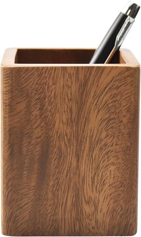 Walnut Wooden Pencil Holder Cup for Desk Natural Wood Pen Holder Stand for Office Home (Square) in Kuwait