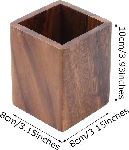 Walnut Wooden Pencil Holder Cup for Desk Natural Wood Pen Holder Stand for Office Home (Square) in Kuwait