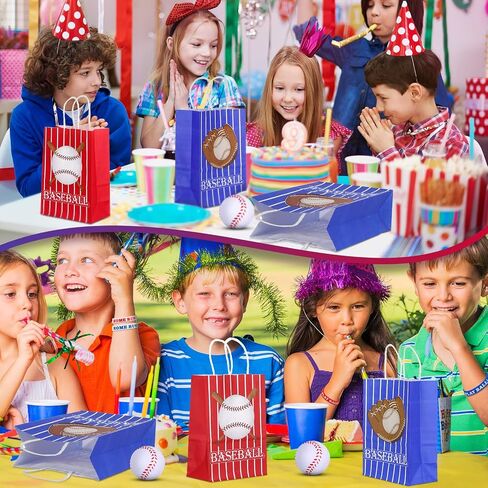 MTLEE Baseball Party Favors - 36 Pieces Set Includes 12 Paper Bags, 12 Silicone Bracelets, 12 Mini Foam Baseballs in Saudi Arabia