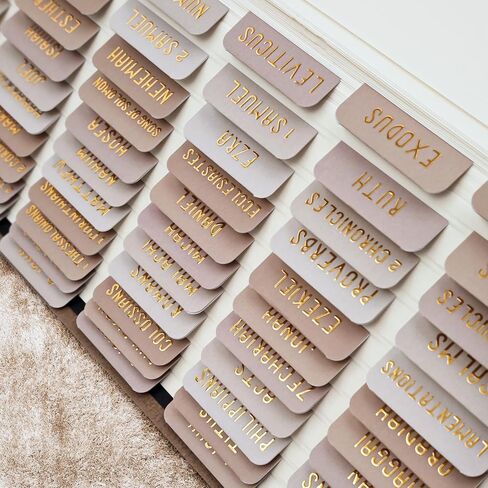 Laminated Bible Tabs, Bible Study Supplies, Large Print Bible Book Tabs for Women and Men, (Gold Foil Embossed Lettering) Bible Labels Index Tabs, Bible Accessories for Easy Navigation(Earthy Brown) in Kuwait