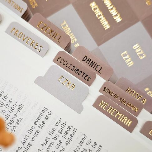 Laminated Bible Tabs, Bible Study Supplies, Large Print Bible Book Tabs for Women and Men, (Gold Foil Embossed Lettering) Bible Labels Index Tabs, Bible Accessories for Easy Navigation(Earthy Brown) in Kuwait