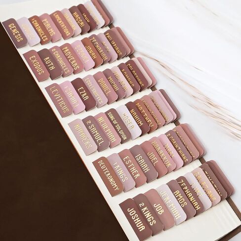Laminated Bible Tabs, Bible Study Supplies, Large Print Bible Book Tabs for Women and Men, (Gold Foil Embossed Lettering) Bible Labels Index Tabs, Bible Accessories for Easy Navigation(Earthy Brown) in Kuwait