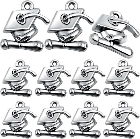 BronaGrand 70pcs Graduation Cap Charm Pendants Alloy Graduate Hanging Charm with Diploma Pendant Graduation Charms for DIY Jewelry Bracelet Necklace Making and Crafting in Saudi Arabia