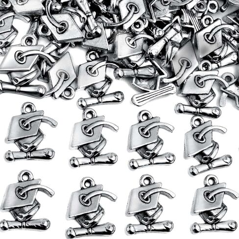BronaGrand 70pcs Graduation Cap Charm Pendants Alloy Graduate Hanging Charm with Diploma Pendant Graduation Charms for DIY Jewelry Bracelet Necklace Making and Crafting in Saudi Arabia
