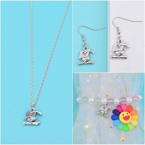 BronaGrand 70pcs Graduation Cap Charm Pendants Alloy Graduate Hanging Charm with Diploma Pendant Graduation Charms for DIY Jewelry Bracelet Necklace Making and Crafting in Saudi Arabia