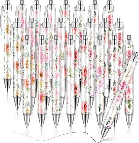 24 PCS Floral Pens Bulk Spring Flower Point Pens Colorful Floral Black Ink Pen for Women Flower Flower Mother Mother Homes Office Supplies (Spring) in Saudi Arabia