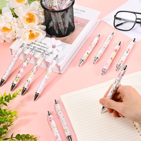 24 PCS Floral Pens Bulk Spring Flower Point Pens Colorful Floral Black Ink Pen for Women Flower Flower Mother Mother Homes Office Supplies (Spring) in Saudi Arabia